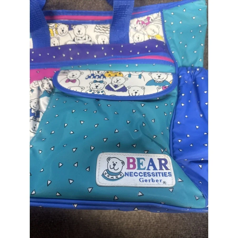 Vintage Gerber Bear Necessities Diaper Bag & Changing Pad 1990s